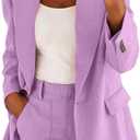 Aniywn Blazer Sets Women 2 Piece Outfits Dressy Business Work Jacket Outfits Casual Pant Suits Plus Size Wide Pants Suit Set (XX-Large, 02-purple)
