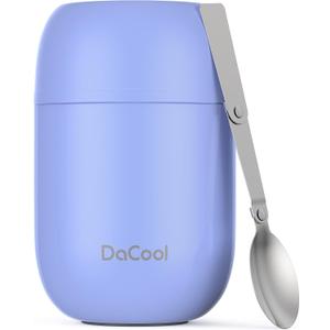 DaCool Stainless Vacuum Insulated Food Jar - 16 Ounce Thermo for Hot & Cold Food, Perfect for School, Work, Picnic & Outdoors - Purple