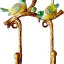 Vintage Bird Shaped Decorative Wall Hook Rack Hanger for Hanging Clothes Coats Towels Keys Hats, 1 Pack Antique Metal Mounted Wall Hook, 2 Birds