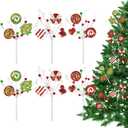 Christmas Tree Picks Candy and Lollipop Pick for Christmas Tree Filler Decoration,Red Green and White Glitter Christmas Pick for Tree Topper Wreath Vase Home Holiday Decorations(6 Pieces,14 inches) (Large)