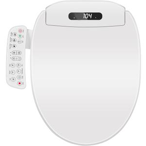 Electric Bidet Toilet Seat Elongated with Heated Seat, Warm Air Dryer, Endless Warm Water, Oscillating and Pulsating Spray Wash, Stainless Steel Self-Clean Nozzle (Single Temperature Display)