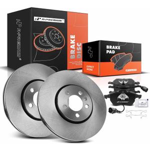 A-Premium 11.34 inch (288mm) Front Vented Disc Brake Rotors + Ceramic Pads Kit Compatible with Select Volkswagen Models - Jetta 1999-2005, Golf 2000-2006, Beetle 2000-2010, 6-PC Set