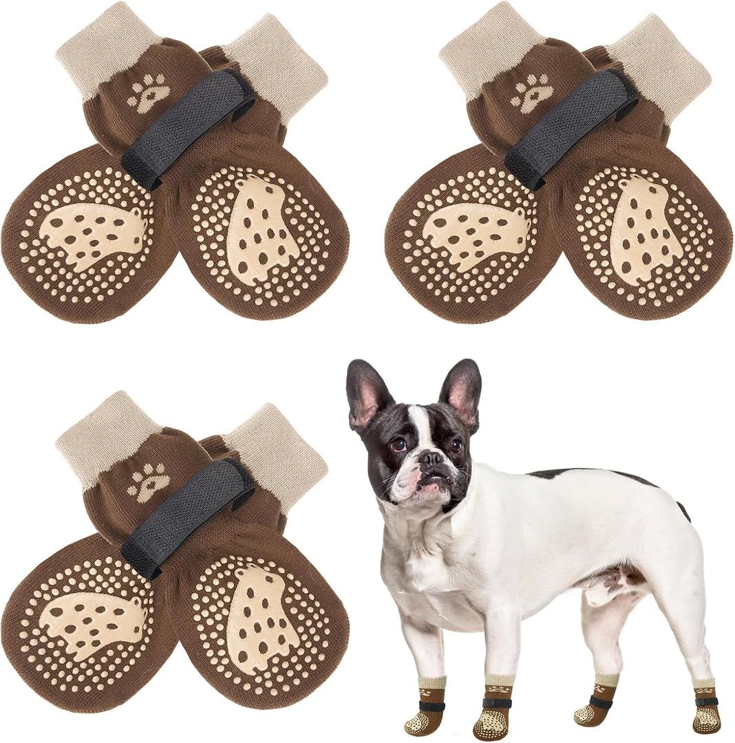 SCENEREAL Anti Slip Dog Socks for Hot/Cold Pavement to Prevent Licking Paws, Dog Grippy Socks for Senior Dogs Hardwood Floors Walking, Pet Boots & Paw Protectors for Indoor Outdoor, 4 Pcs