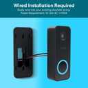 Doorbell Camera v2 + Wedge Kit, 2K Smart Video Doorbell with Motion Activated Voice Prompt, Night Vision, 2-Way Audio, Motion Detection, 24/7 Recording, IP65, Compatible with Alexa & Google, Wired