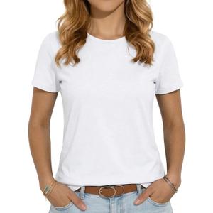 T Shirts for Women Graphic Short Sleeve Tees Summer Crewneck Loose Tops 2026 (L, White)