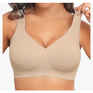 PoseFree Womens Seamless Wireless Supportive Bra Push Up Comfort Soft No Underwire Full Coverage T-Shirt Bra M