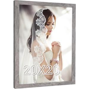 20x20 Frame Distressed Gray, Rustic 20x20 Picture Frame Grey, Art Pic Poster Frame, 20 by 20 Gallery Family Concert Portrait Photo Frame Anniversary/Birthday/Wedding/Thank you/Christmas Gift, 20x20in