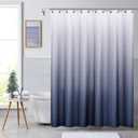 White to Navy Ombre Shower Curtain Water Resistant Decorative Gradient Print Bathroom Spa Hotel Waffle Weave Fabric Shower Curtain Liner with 12 Grommets(Cream White/Navy Blue, 70"x72") (Navy Blue(ombre))