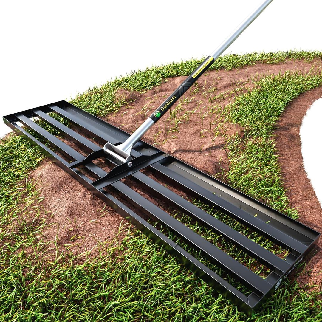 Gardease Lawn Leveling Rake 48" x 10" - Heavy Duty Professional Grade Reinforced Steel Landscape Tool for Soil, Sand & Garden - Superior Strength and Durability Gardease Lawn Leveling Rake 48" x 10" - Heavy Duty Professional Grade Reinforced Steel Landscape Tool for Soil, Sand & Garden - Superior Strength and Durability