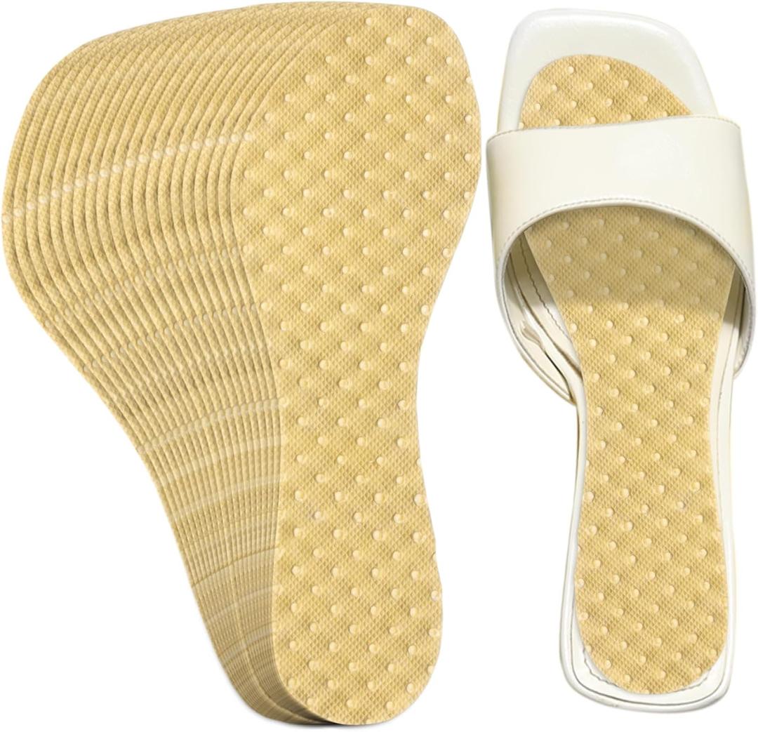 Chicingyou 20 Pairs Disposable Shoe Liners for Women Sweaty Feet Breathable Self-Adhesive Sockless Shoe Insert Insoles for Sandals High Heel Non-Slip Barefoot Insert for Flats Open Toe Shoes (Yellow)
