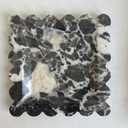 Vintage Natural Marble Tray Small Ornaments Scalloped Tray Handmade Storage Dish for Counter, Vanity, Dresser, Nightstand and Desk (Black White Brown)