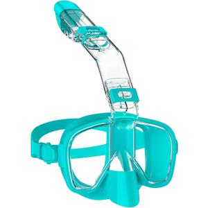 W WSTOO Multifunctional Snorkel Swim Mask That Allows You to Breathe Through Your Nose, 180 Degree Panoramic View, Anti-Fog Anti-Leak Snorkeling Gear for Adults, Best Gift for Summer Holiday Travelers (Small, Green)