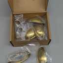 QOGRISUN 10-Pack Solid Brass Cabinet Bin Pulls,Gold Cup Drawer Dresser Handles,3-Inch Hole Center, 3-3/5-Inch Overall Length,Kitchen Cupboard Konbs Hardware, Brushed Brass Finish