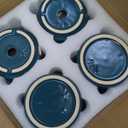 D'vine Dev Set of 4 Small Ceramic Plant Pots, 4.7 Inch Succulent Planter Pot for Plants with Drainage Hole and Saucer, Teal, 94-X-B-9
