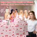Homanu 6 Pack Cherry Birthday Decorations Tablecloths, Large Size 54 X 108 Inch Rectangle Cherry Table Cloth Plastic Table Cover for Birthday Party Decorations