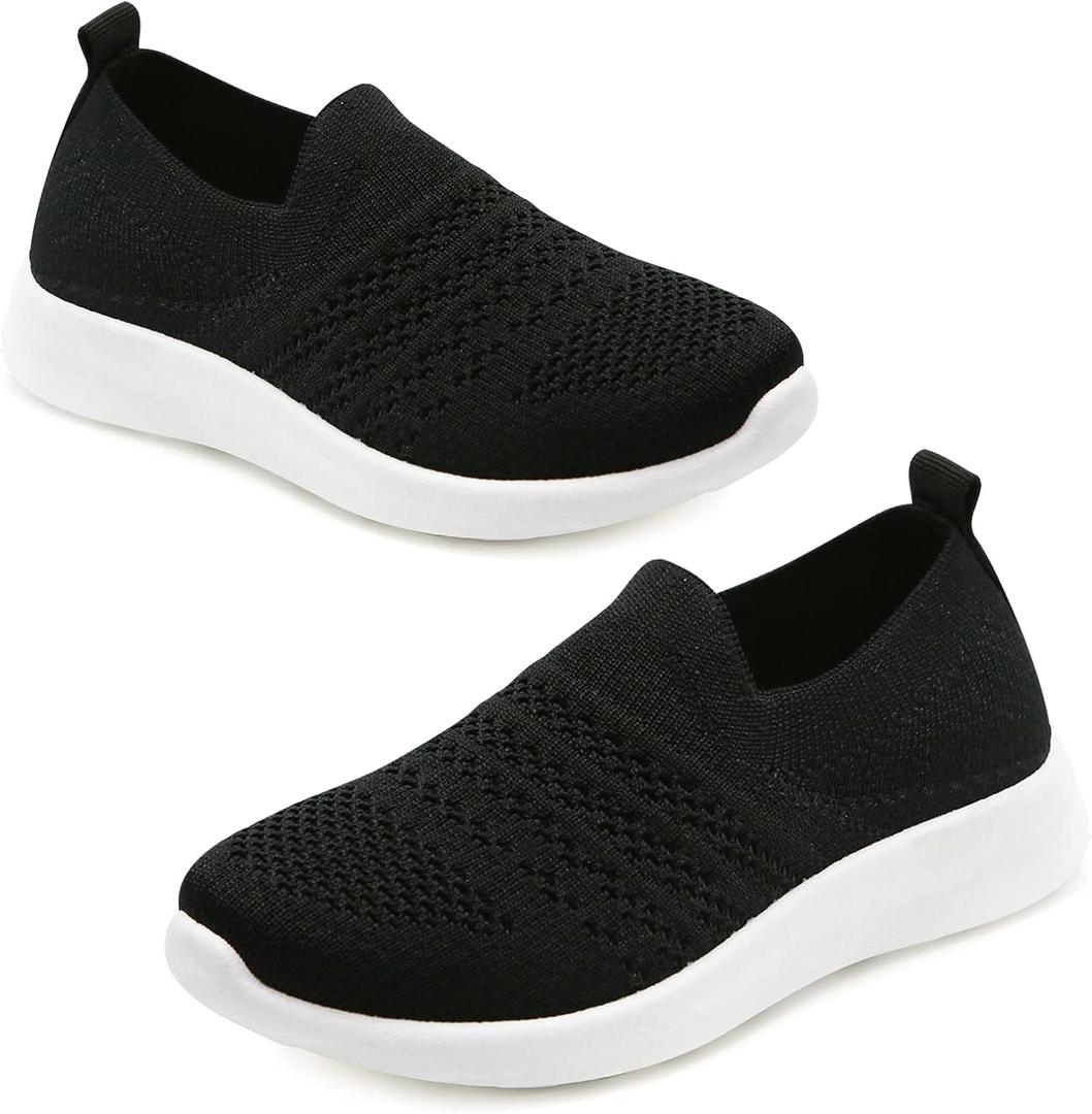 Apawwa Kids Lightweight Slip On Running Shoes - Pink/Blue/Navy/Black Walking Shoes for Toddler/Little Kids/Big Kids