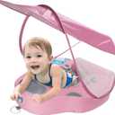 Baby Swim Float with UV Protection Sunshade Infant Pool Float Add Tail for 3-24 Months (Pink)