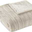 Beautyrest Duke Blanket Luxury Oversize Electric Throw Premium Soft Cozy Brushed Long Faux Fur for Bed, Couch with 3 Heat Setting Controller, Auto Shut-Off Function, Champagne, 50 in x 70 in