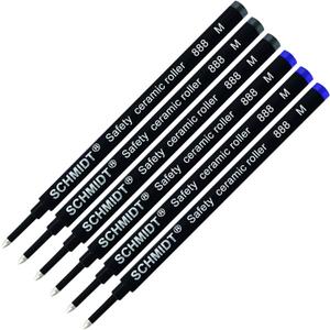 Pack of 6 - Schmidt 888 M Safety Ceramic Rollerball Refill Blue/Black Ink Medium Tip