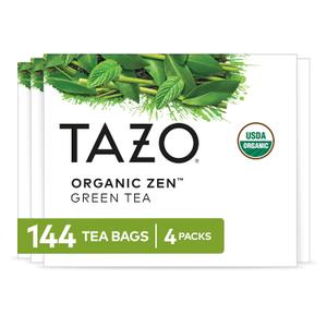 TAZO Organic Zen Green Tea, Green Tea Zen for Health and Wellness, 144 Total Tea Bags (36ct - Pack of 4) BB 3/2028