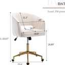 Eifizek Velvet Office Desk Chair, Modern Home Desk Chair with Wheels & Gold Base, Swivel Vanity Chair for Bedroom, Office, Living Room Vanity Study (Ivory), 19.3 inches x 23.6 inches x 35.4 inches