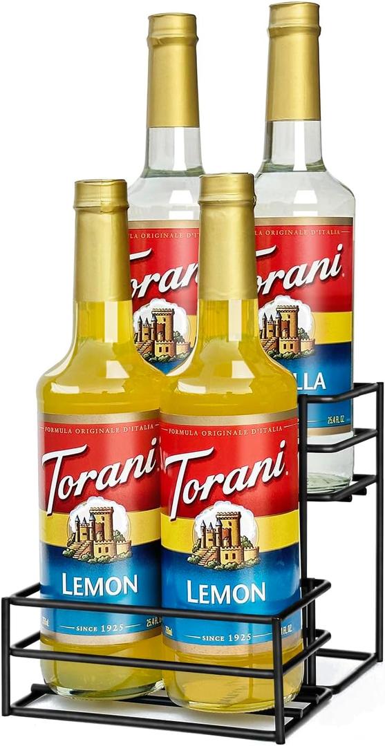 Coffee Syrup Rack (4 Bottle Capacity)Coffee Syrup Organizer for Coffee Bar,Kitchen Small Wine Rack for Bar,Family,Storage for Syrup, Wine, Dressing