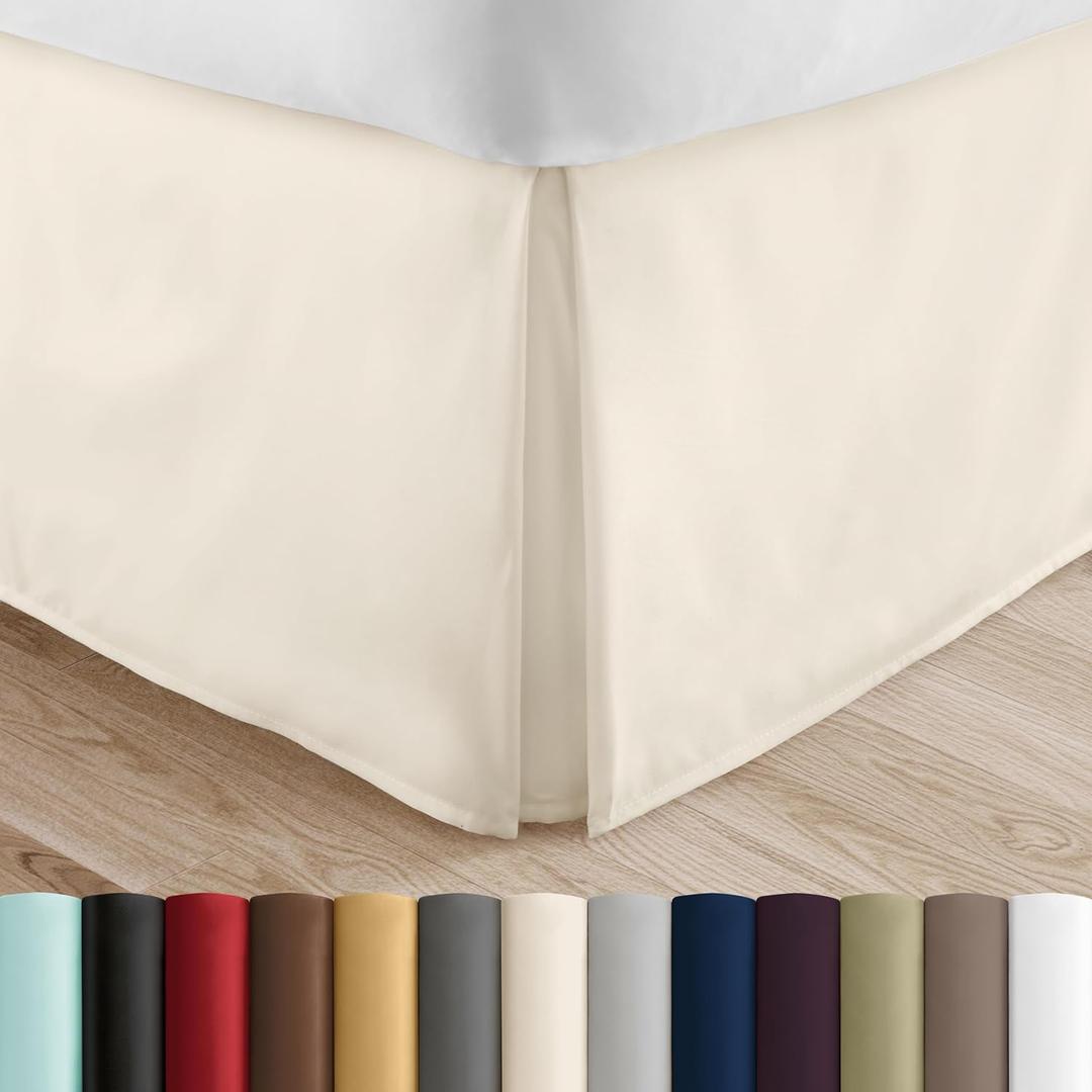 Anna Linens 1 Piece Dust Ruffle Bed Skirt 10 Inch Drop Cal King Size 100% Cotton Cal King Size Bed Skirt Ivory