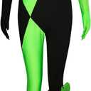 Materuis Shego Costume Bodysuit Female Kim Possible Cosplay Outfits Zipper Halloween Elastic Spandex Jumpsuit Adult Size (Small)