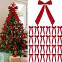 25 PCS Christmas Red Velvet Bows Include 1Pcs 20x11in Large and 24Pcs Small Velvet Wreath Bows for Christmas Tree Red Xmas Bow Ornaments for Xmas Tree Home Wreath Garland Indoor Outdoor Party Decor