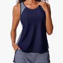 Summer Mae Blouson Tankini Swimsuits for Women 2025 Tummy Control Two Piece Bathing Suits with Sporty Pockets Swim Shorts, 10