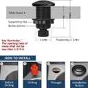 Garbage Disposal Air Switch Kit Single Outlet Sink Top Waste Disposal Short Stainless Steel Black On/Off Air Button Food and Waste Disposals Part by Etoolcity