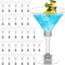 50 Sets Plastic Martini Glasses - 5 oz Disposable Cocktail Glasses with Stem, Disposable Tall Martini Glasses for Christmas New Year Party, Wedding, Wine, Margarita, Desserts, Ice Cream, Unbreakable