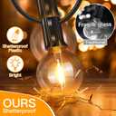 Ollny 50FT Outdoor String Lights, Waterproof Connectable Shatterproof Outside Light with 25 Edison + 2 Spare LED Bulbs Plug in, Patio Lights for Indoor Balcony Porch Camping Deck