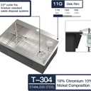Kitchen Sink 30 x 22 Inch Drop-In Top Mount 16 Gauge Deep R10 Single Bowl 2-Hole Stainless Steel Kitchen Sink and Accessories (Pack of 4)