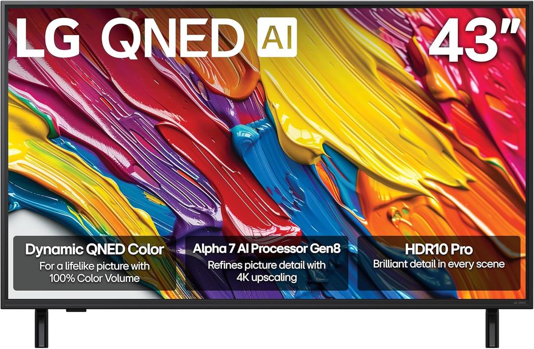 LG 43-Inch Class QNED AI 4K QNED82A Series Smart TV w/AI Sound, HDR10, 4K Super Upscaling, Filmmaker Mode, Wow Orchestra, Alexa Built-in (43QNED82AUA, 2025)