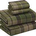 RUVANTI Flannel Sheets Queen Size - 100% Cotton Double Brushed Bed Sheets, Deep Pockets 16 Inches Queen Sheet Set, All Seasons Breathable & Extra Soft - Warm & Cozy, 4 Piece, DNA Plaid