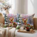 2 x HOMETITUTE Set of 2 Christmas Dog Throw Pillow Covers 18x18 Inch Soft Decorative Yorkie Cushion Covers Holiday Winter Christmas Pillow Cases Rustic Farmhouse Decor for Sofa Couch Bed Living Room