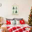 KEUSPI Preppy Green Christmas Tree Wall Art Poster, Green Christmas Decor, Festive Merry Xmas Striped Canvas Prints Wall Decor for Home Bedroom Living Room, 12x16 Inch