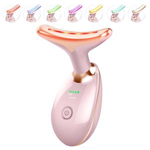 ELISHINE 7 Color Face and Neck Massager Light Therapy, Red Light Based Facial Massager for Skin Care, Firming, Smoothing (Rose Golden)