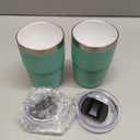 8 oz Small Coffee Cup with Magnetic Lid, Ceramic-Lined 18/8 Stainless Steel, Double-Wall Vacuum Insulated, Stackable, Dishwasher Safe, Mini Tumbler for On-the-Go, 2 Pack, Seafoam