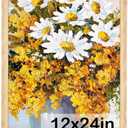 GULETHUN 12x24 Picture Frame, Natural Wood Poster Frame, Home Decor Natural Gallery Frames, Horizontal or Vertical Format, Sturdy, Plexiglass, Large Wall Decor, for Photos, Artworks, Posters, 12x24in