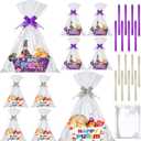 Cholemy 6 Pieces Purim Gift Baskets Empty Kit Include 8 Kraft Market Trays 8 Bags and 8 Bows Jewish Carnival Party Favors Gift Cardboard Box for Gifts Empty with Handles Happy Purim Party Supplies