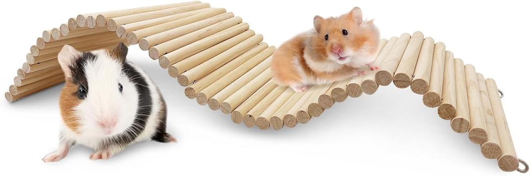 Hamiledyi Large Wooden Bridge Hamster Ladder House for Small Animals, Tunnel, Ladder, Chew Toys for Hamster Bunny Guinea Pigs Rats Chinchilla (26.4"7.9")