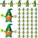Halloscume 50 Pcs Mini St. Patrick's Day Gnomes Mini Leprechaun Figures Miniature Gnomes Figurines Tiny Green Irish Shamrock Figurines St Patricks Day Ornaments Gifts for Home Tiered Tray Decor