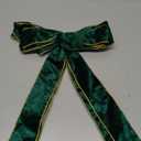 Vintage Green Wreath Bow - 20 * 11 Inch Golden Edged Velvet Tree Topper Ornament for Xmas, Winter, Home, Outdoor, Indoor, Party