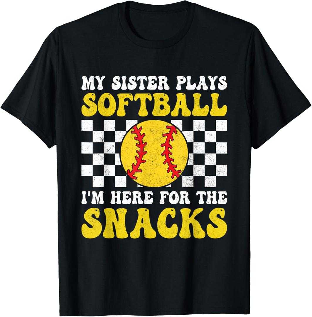 My Sister Plays Softball I'm Here for The Snacks Brother Kid T-Shirt, Size Kids 3