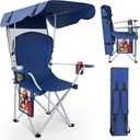 Portable Camping Chair with Canopy - Folding Chair with Canopy, Durable 600D Oxford Canopy Chair for Camping, Beach, Picnics, Fishing & Sports (1pack Navy Blue)