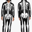 Halloween Skeleton Costume for Men - Comfy Adult Skeleton Jumpsuit with Hood Size XL