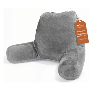 Sasttie Reading Pillows for Sitting in Bed Adult, Velvet Back Pillow Bed Sitting Up, Back-Rest Support Cushion for Sit Up on Couch, Sofa, and Floor, Dorm Essentials, Oeko-Tex Certified, Dark Grey