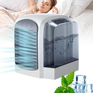 2025 Breezy Comfort AC,Upgraded Portable Mini Air Conditioner, 3 Quiet Speeds Evaporative Air Cooler Small Ac for Home Office Travel(USB POWER)